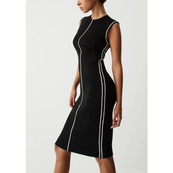 Contrast Piping Midi Sweater Dress | Size Small (4) | Commense - Picture 1 of 5